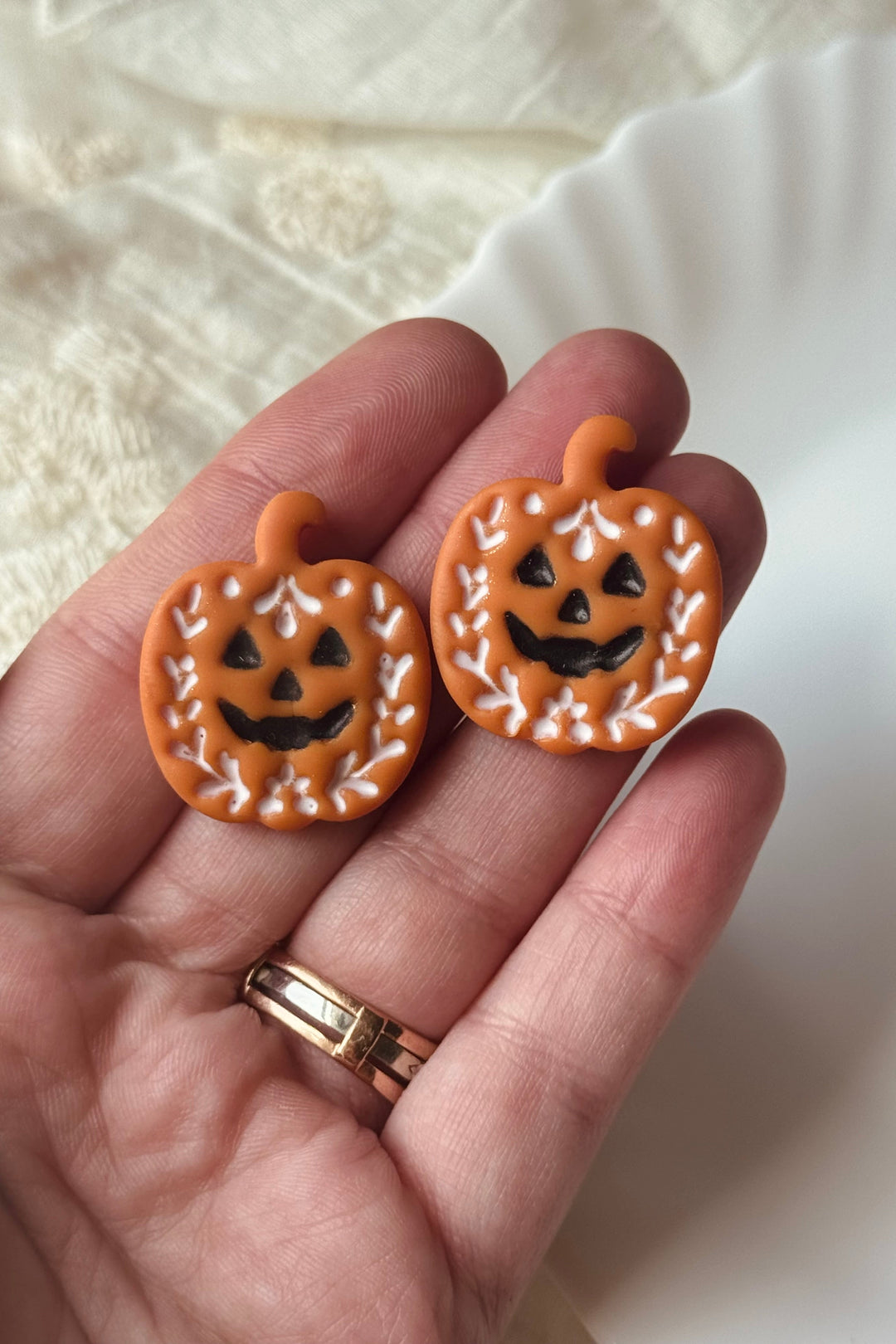 Folk Pumpkin Studs