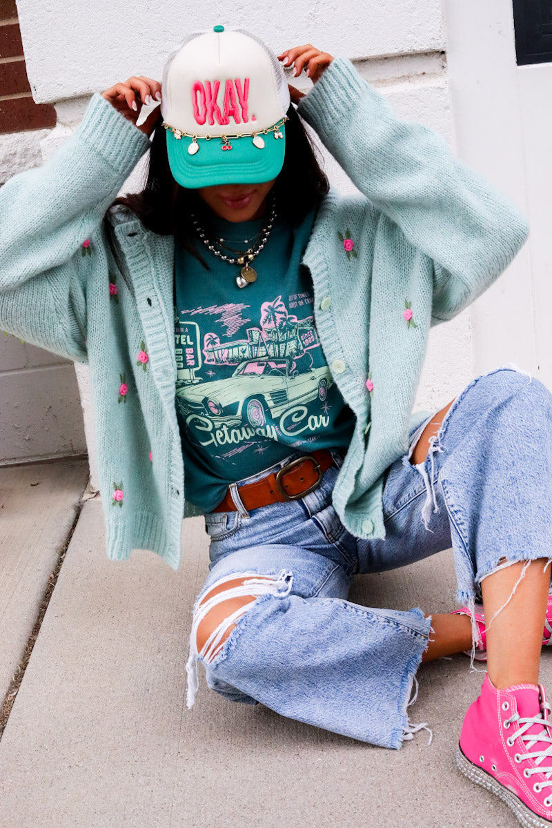 Oversized Knit Cardigan - Cozy Rosy