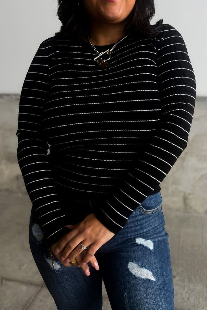 Erin Striped Sweater - Black