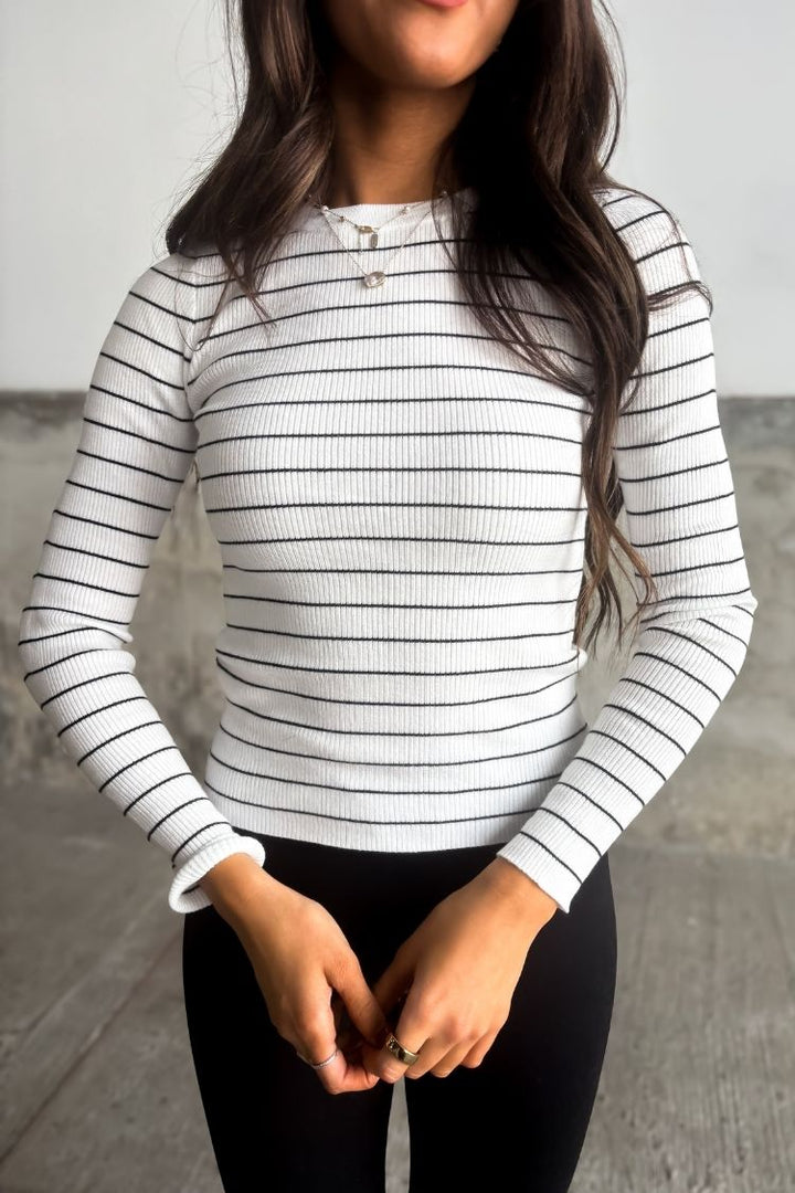 Erin Striped Sweater - White