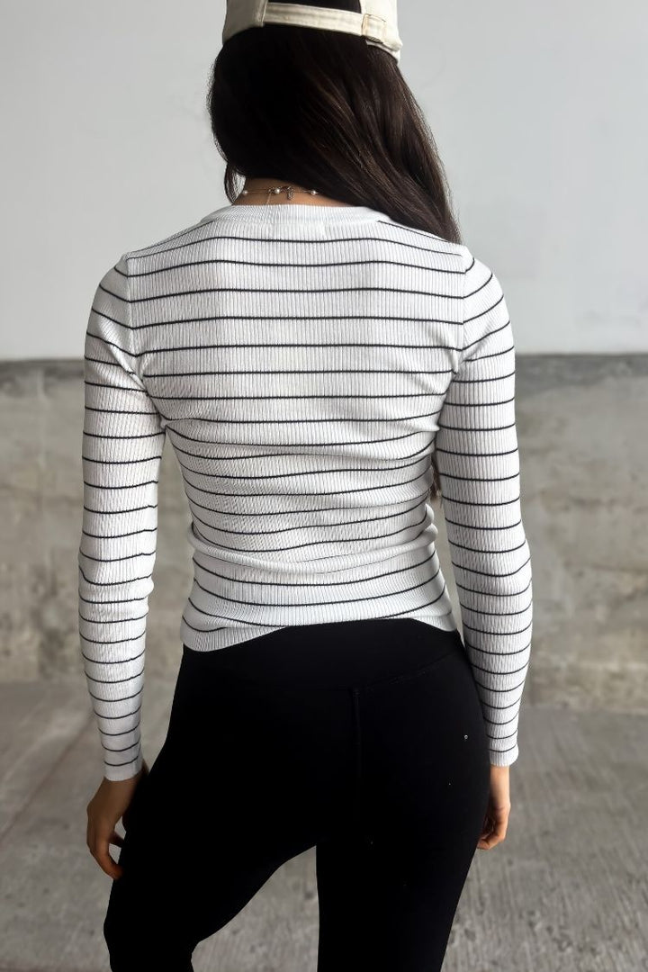 Erin Striped Sweater - White