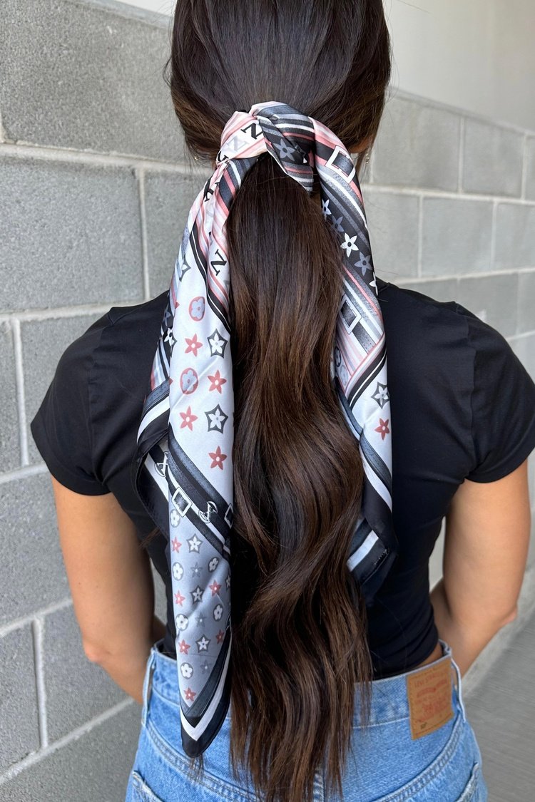 Mixed Print Hair Scarf Black Mindy Mae's Market
