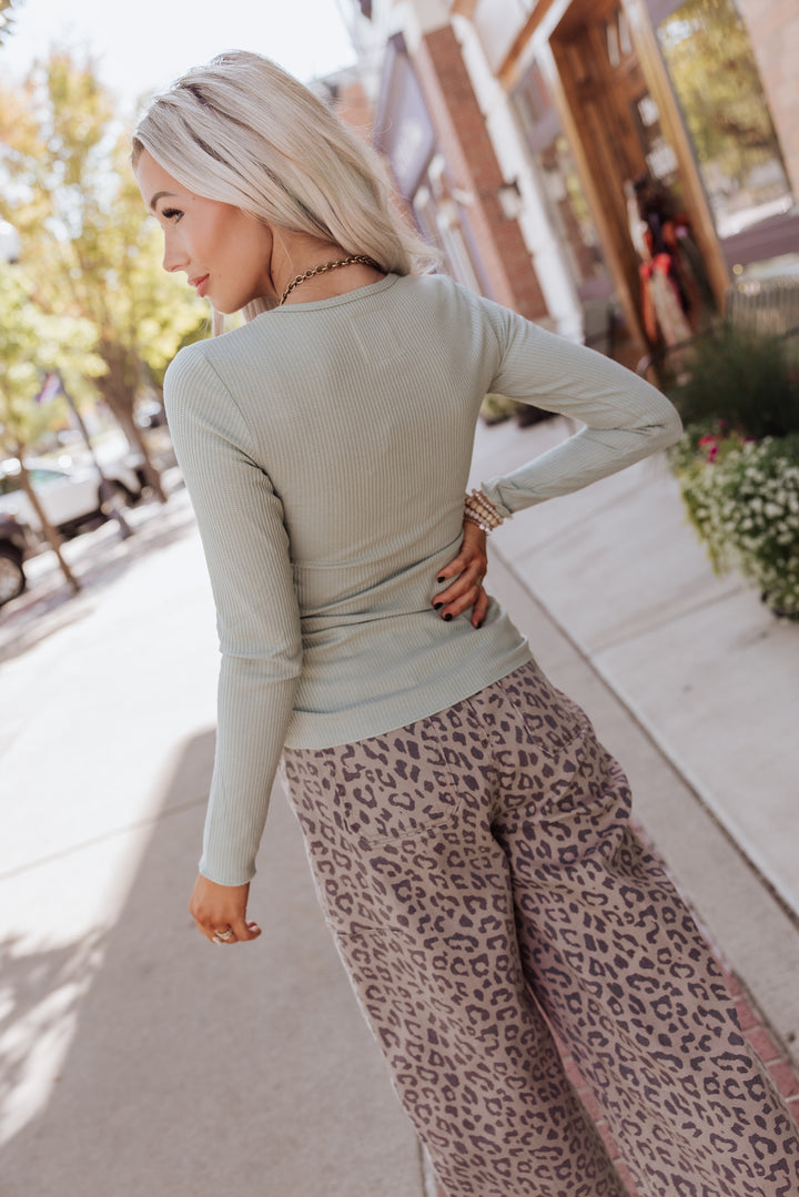 Waffle Lace Long Sleeve - Sage