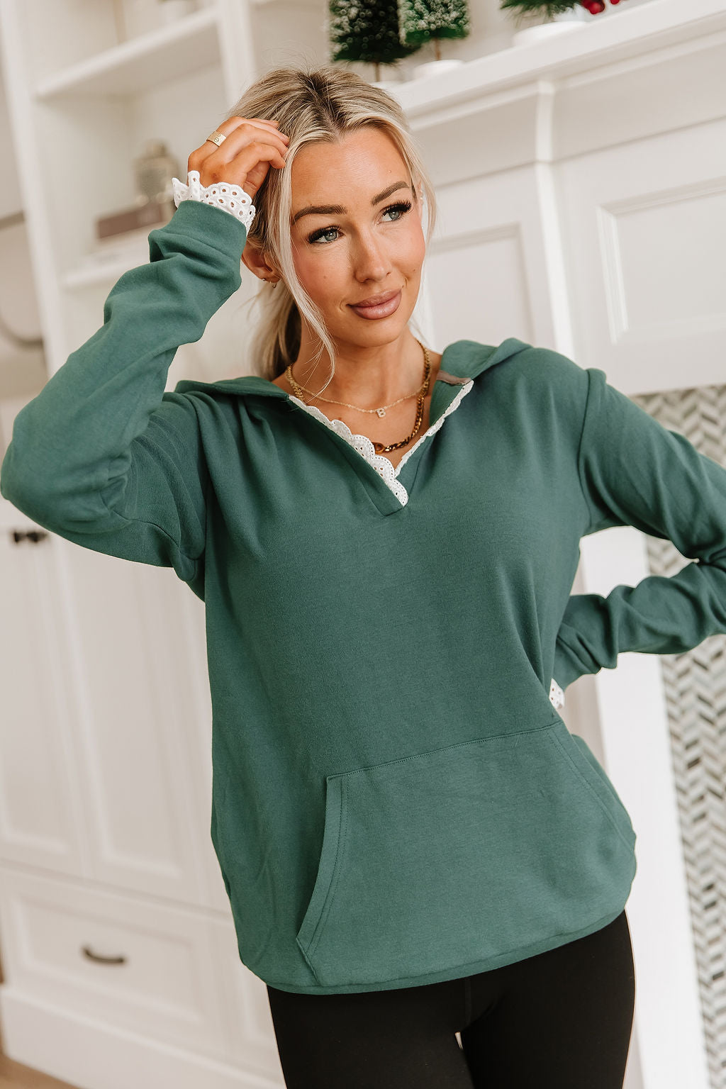 Henley Hoodie - Evergreen