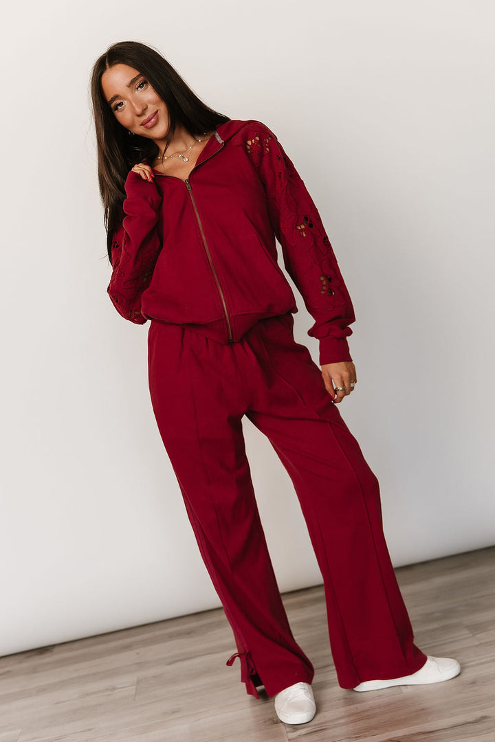 Wide Leg Bow Comfs - Love Story Crimson