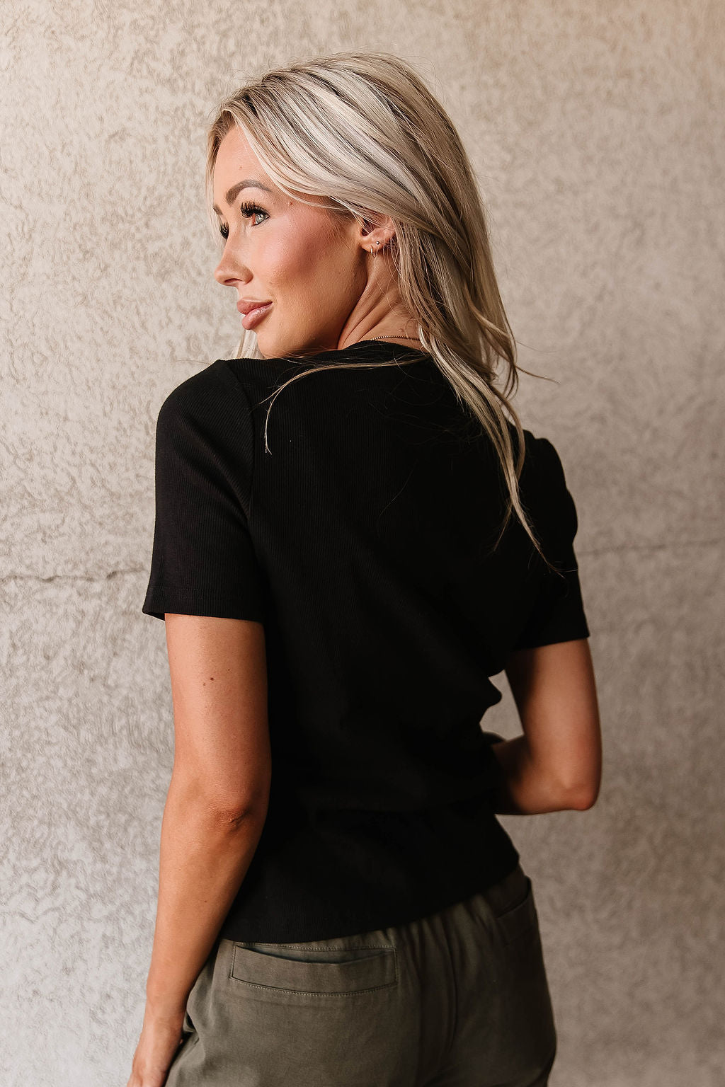 Button Front Lulu Tee - Black