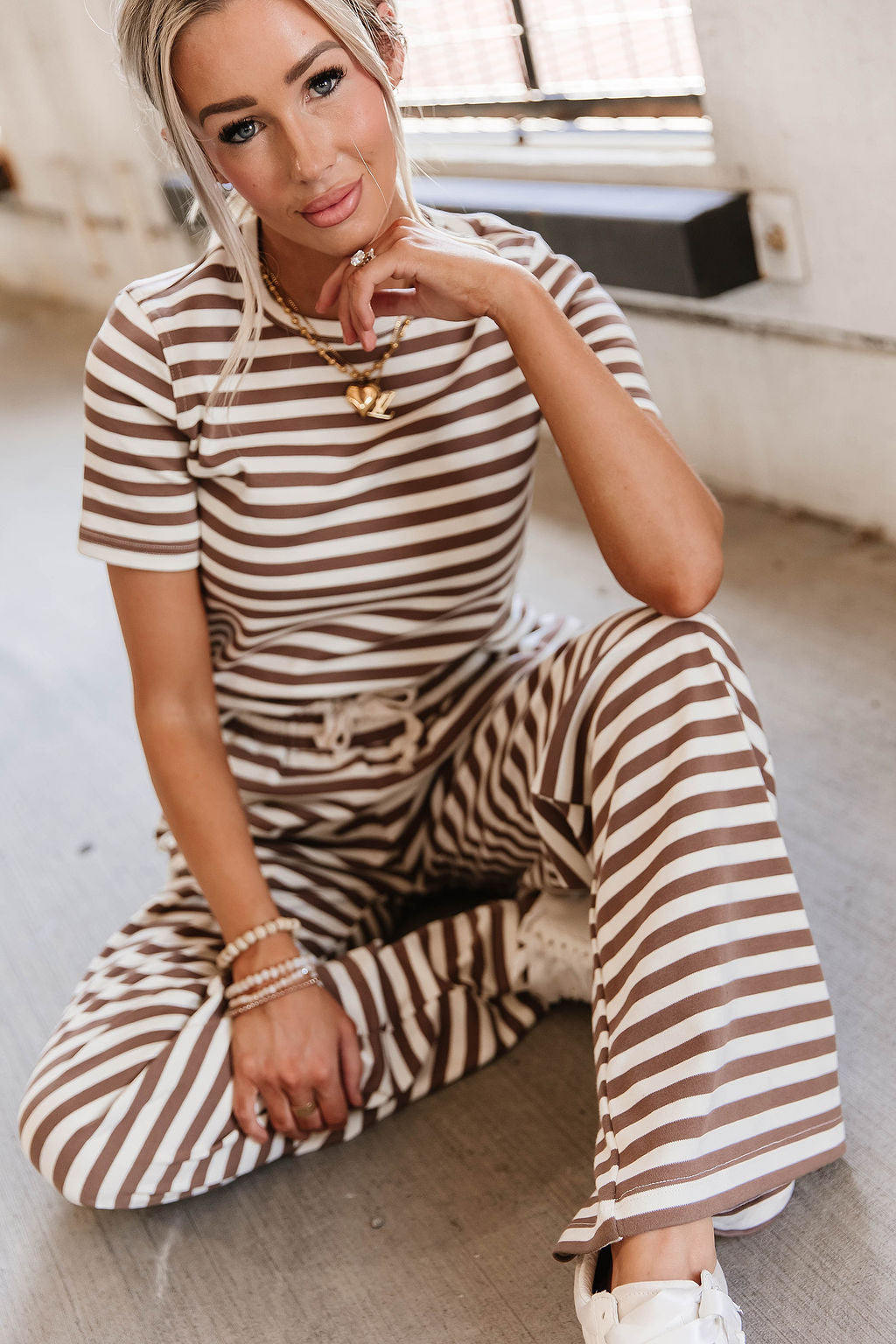 Lulu Tee - Coffee Stripe
