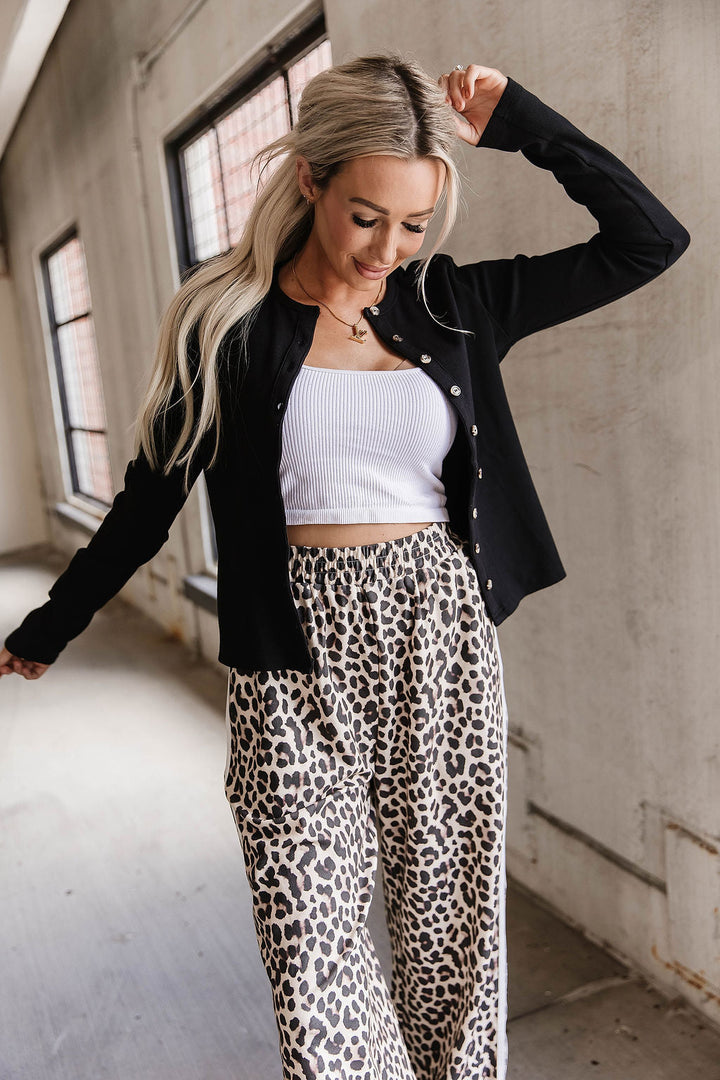 Button Front Long Sleeve Lulu - Black