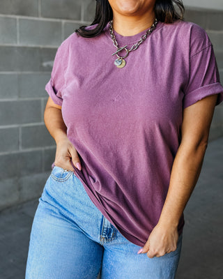 Basic Short Sleeve Soft Cotton Tee in Berry | Mindy Mae's Market