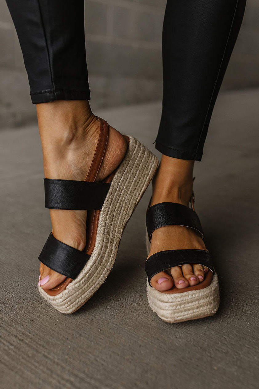 Black Leather Strappy Espadrille Sandals | Mindy Mae's Market