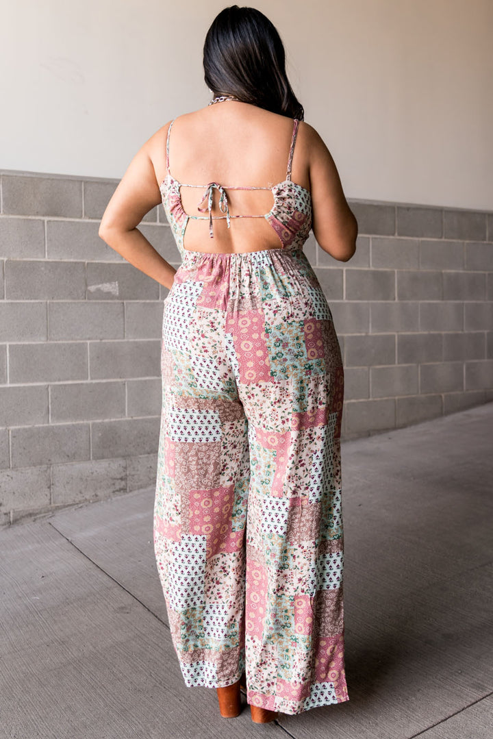 Boho Patchwork Tie Back Jumpsuit | Mindy Mae's Market