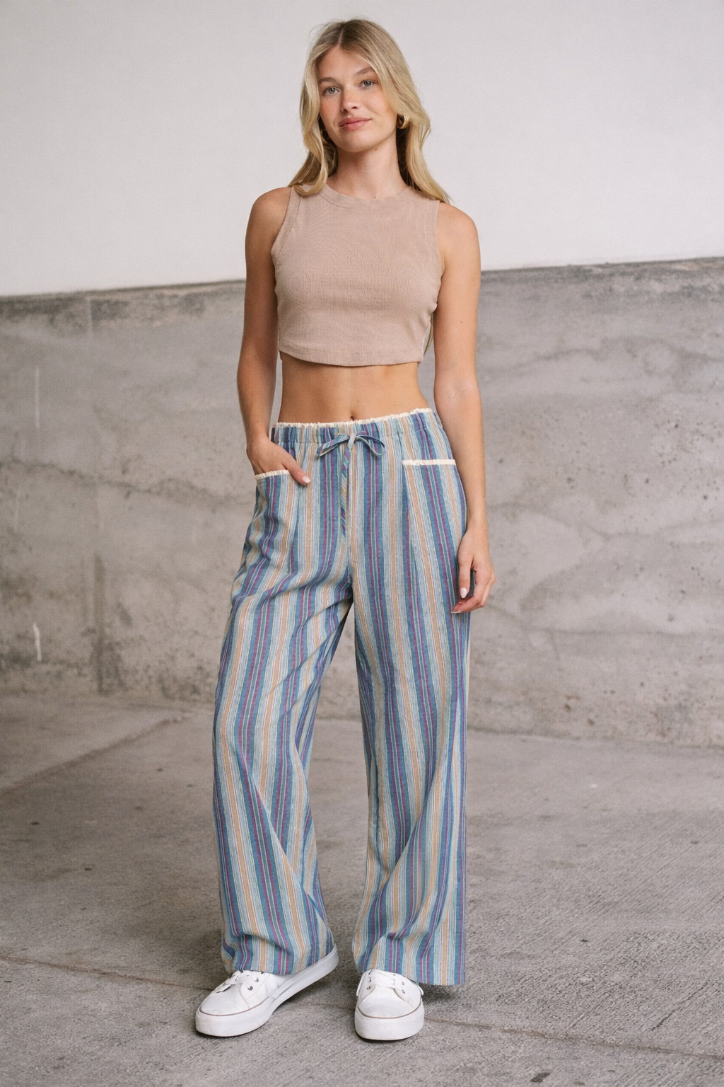 Corey Striped Pants - Blue