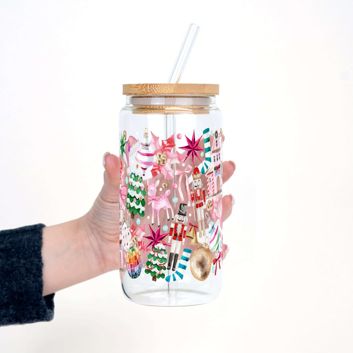 Whimsical Christmas Cup with Lid & Straw