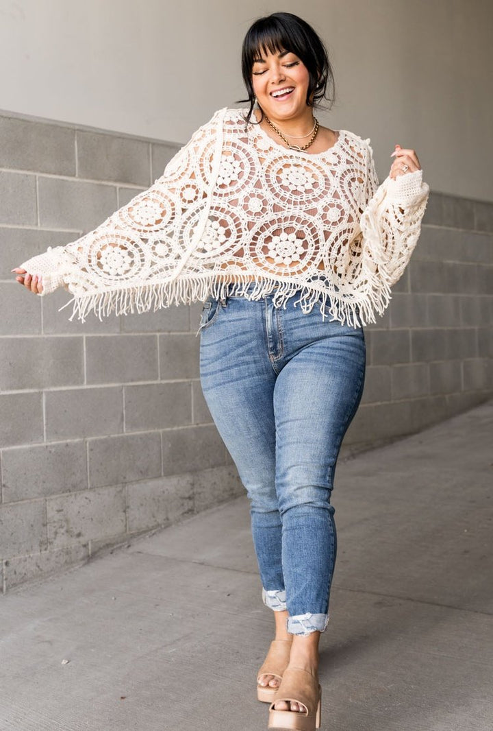 Crochet Knit Lace Fringe Cover Up Top | Mindy Mae's Market