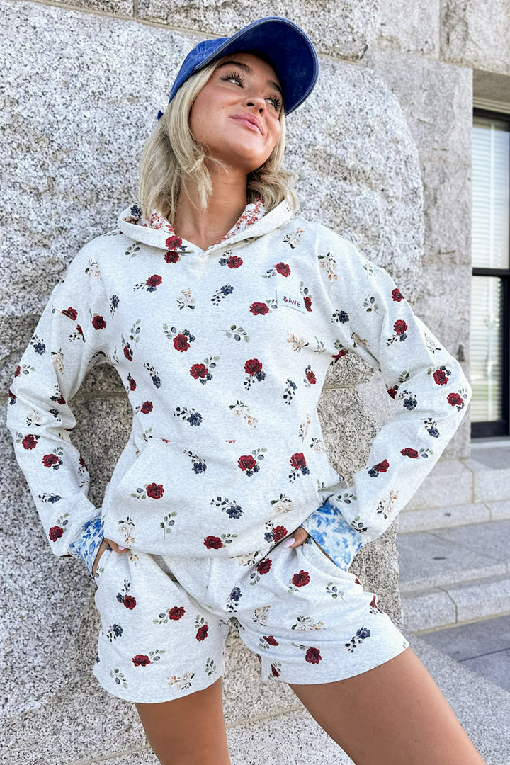 University Shorts - Red, White, & Bloom