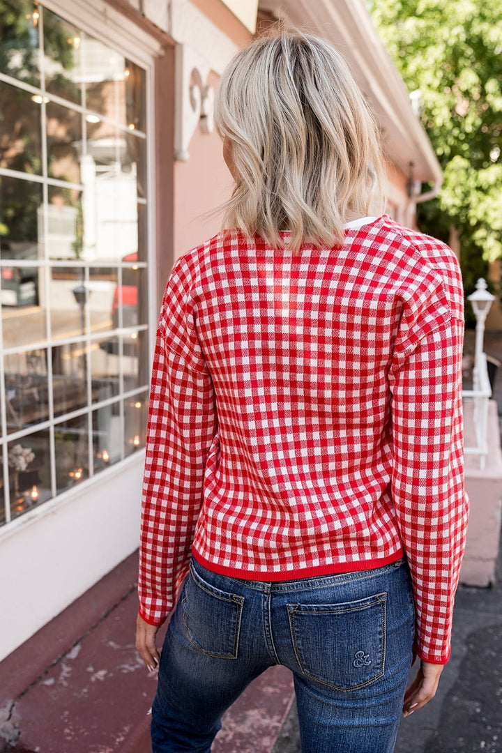 Red Gingham Cardigan