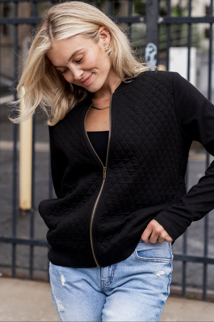 Quilted Bomber - Black