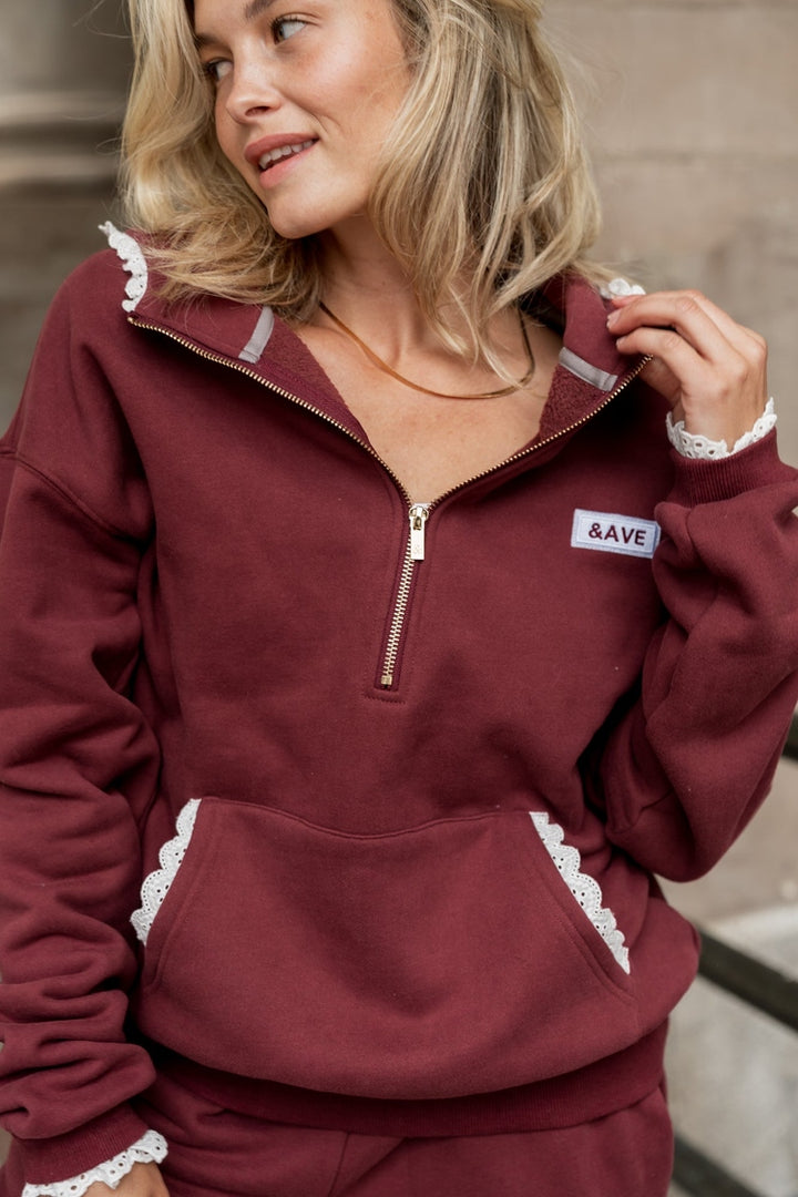 Comfort Zone HalfZip - Maroon Lace