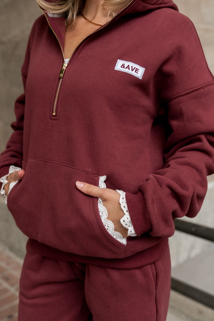 Comfort Zone HalfZip - Maroon Lace