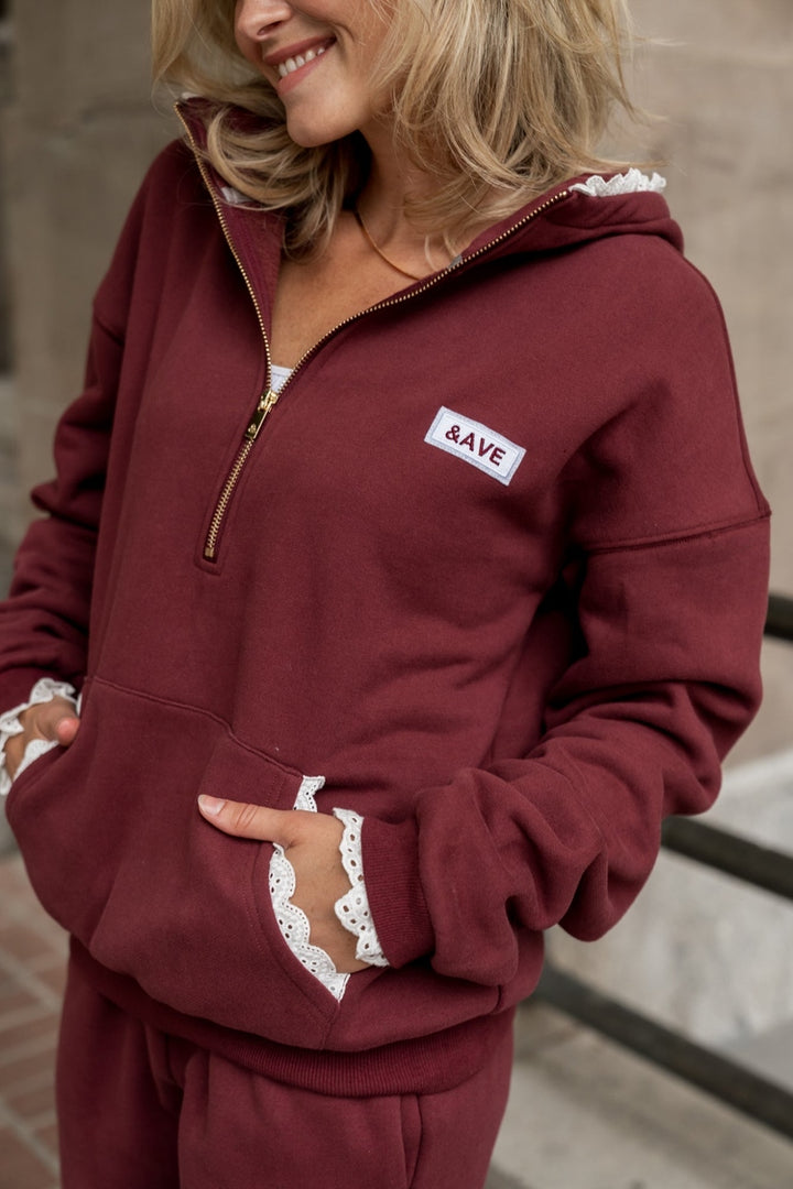 Comfort Zone HalfZip - Maroon Lace