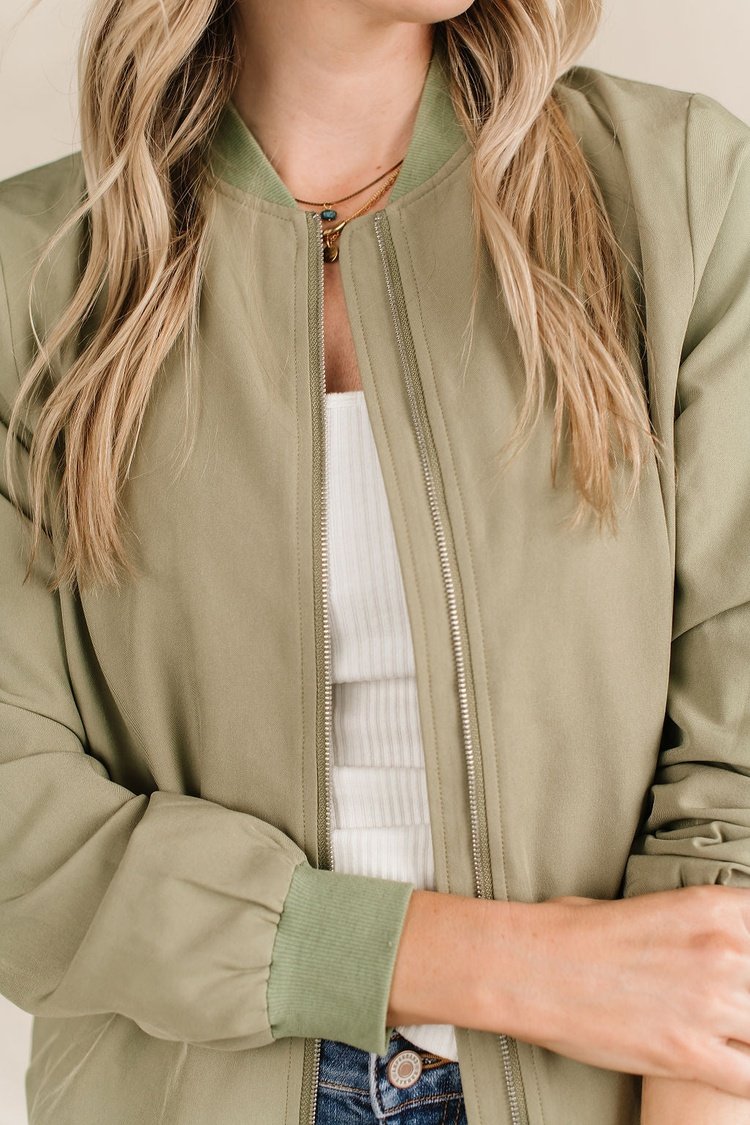 Bomber Jacket - Sage Green - Mindy Mae's Marketcomfy cute hoodies