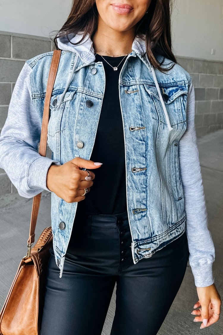 Denim jacket sweatshirt sleeves outlet