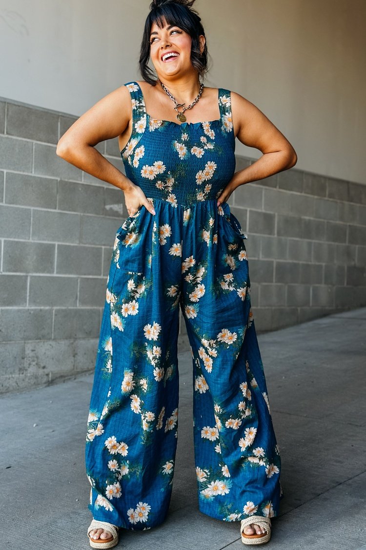 Floral Daisy Wide Leg Jumpsuit | Mindy Mae's Market