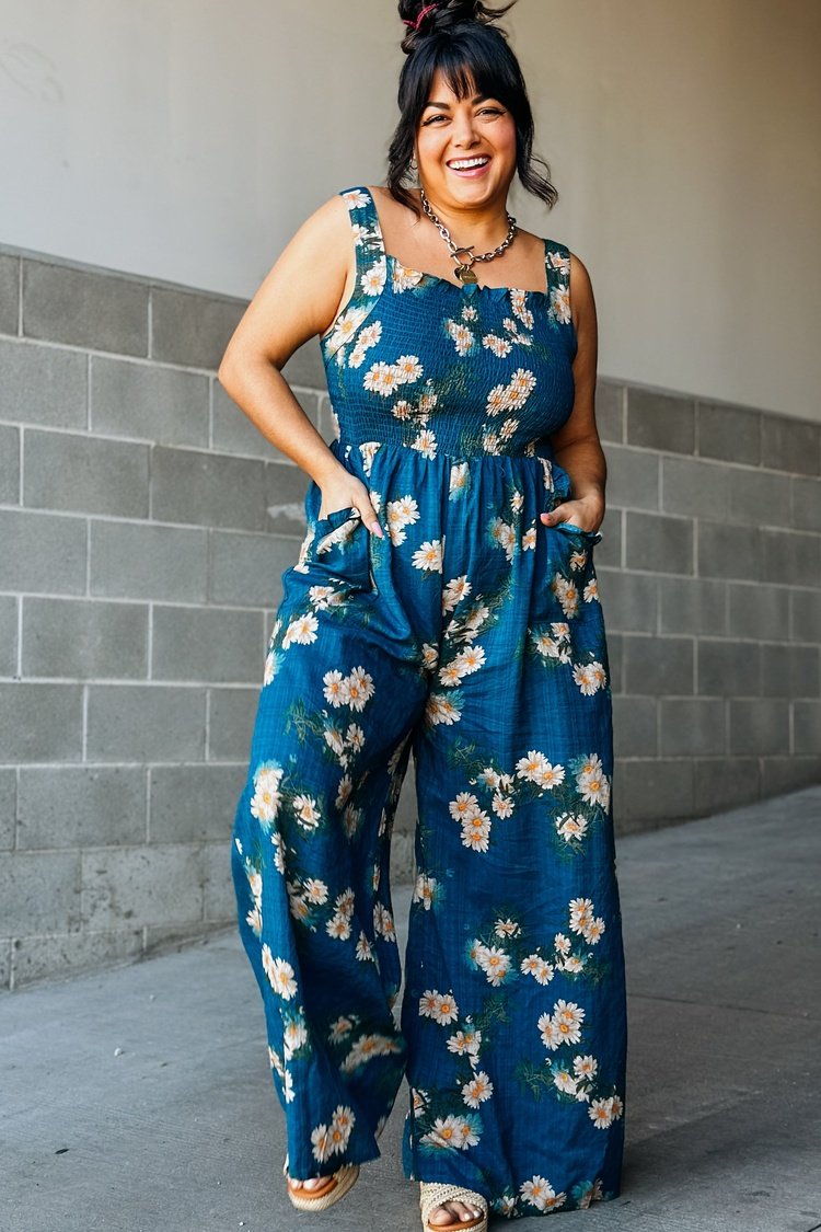 Floral Daisy Wide Leg Jumpsuit | Mindy Mae's Market