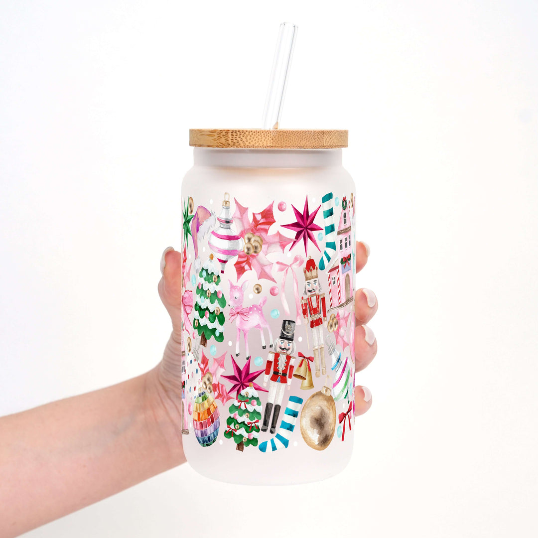 Whimsical Christmas Cup with Lid & Straw