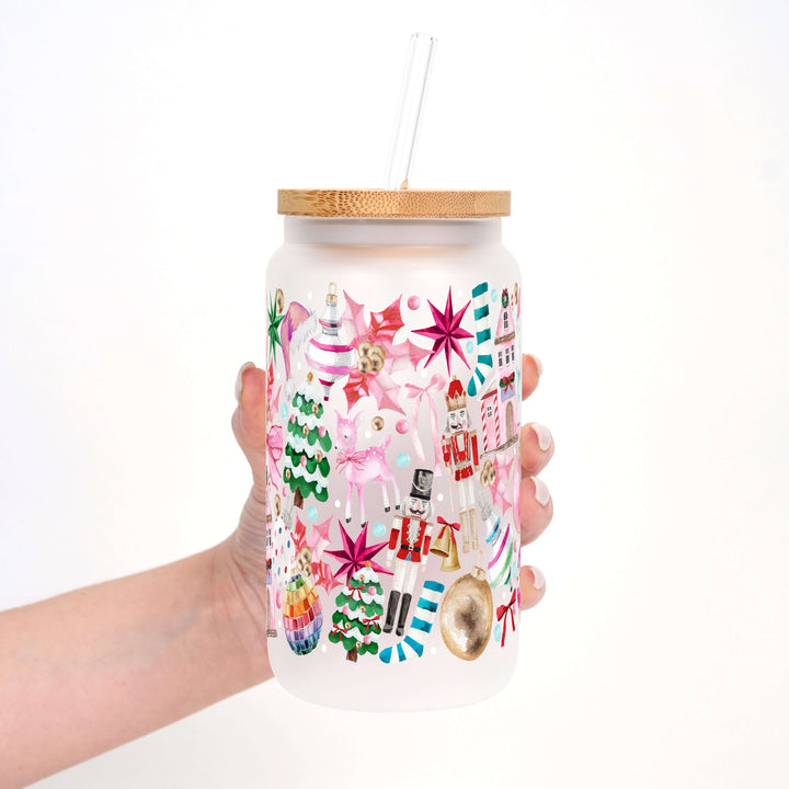 Whimsical Christmas Cup with Lid & Straw