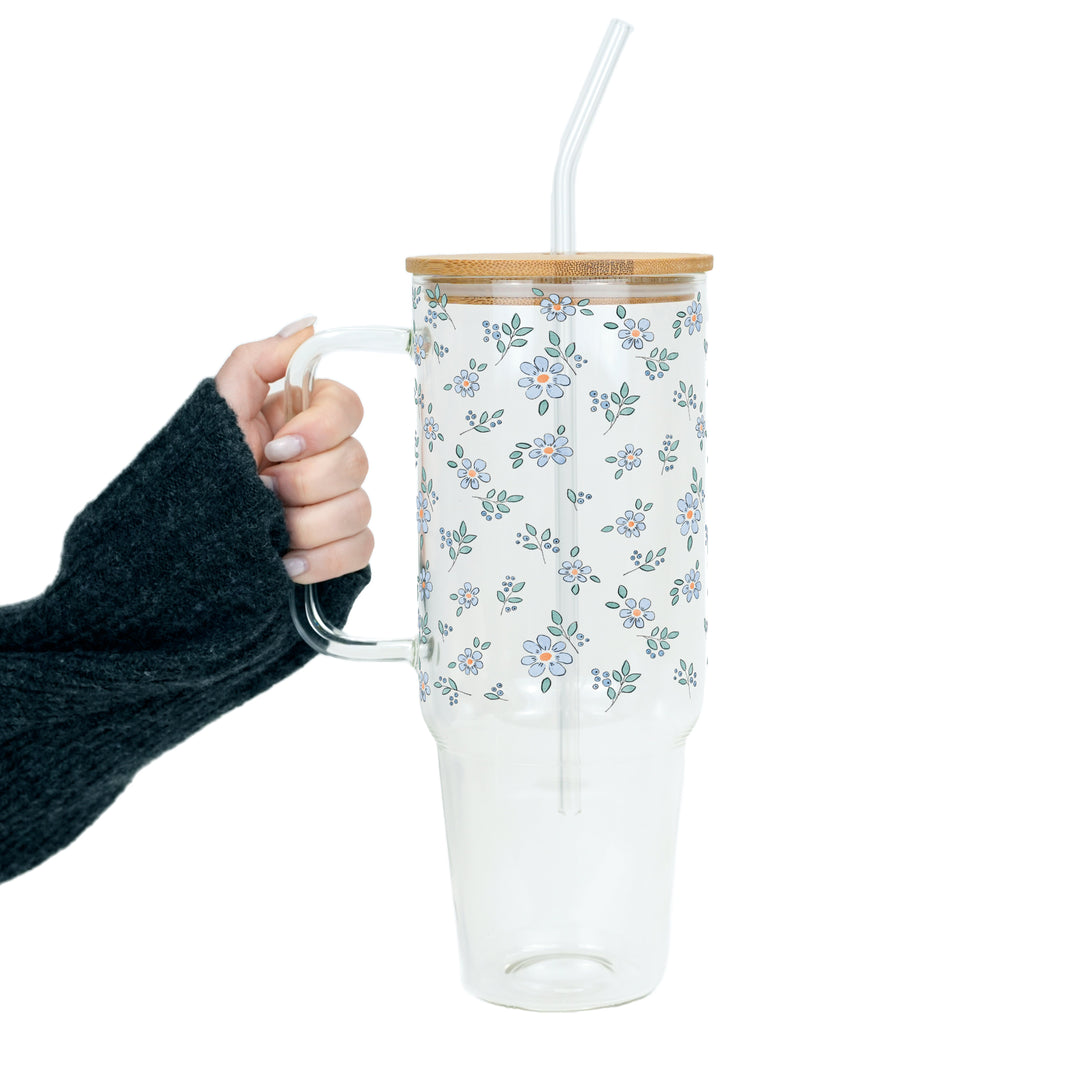 Minimalist Blue Flowers Cups