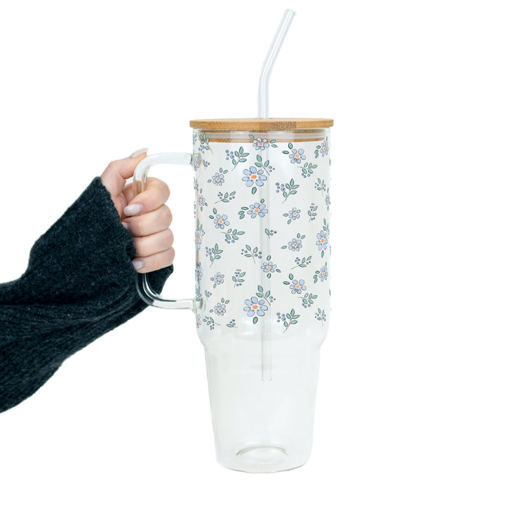 Minimalist Blue Flowers Cups