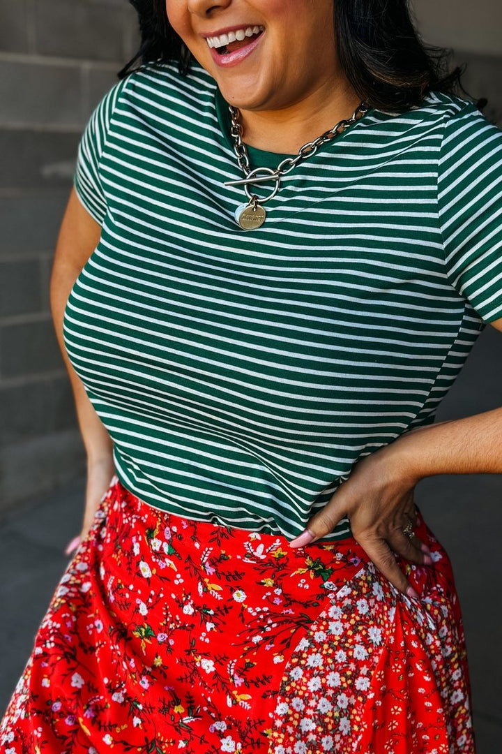 Green Striped Short Sleeve Tee | Mindy Mae's Market