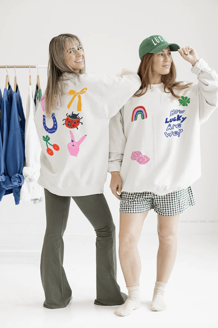 How Lucky Are We Sweatshirt In White