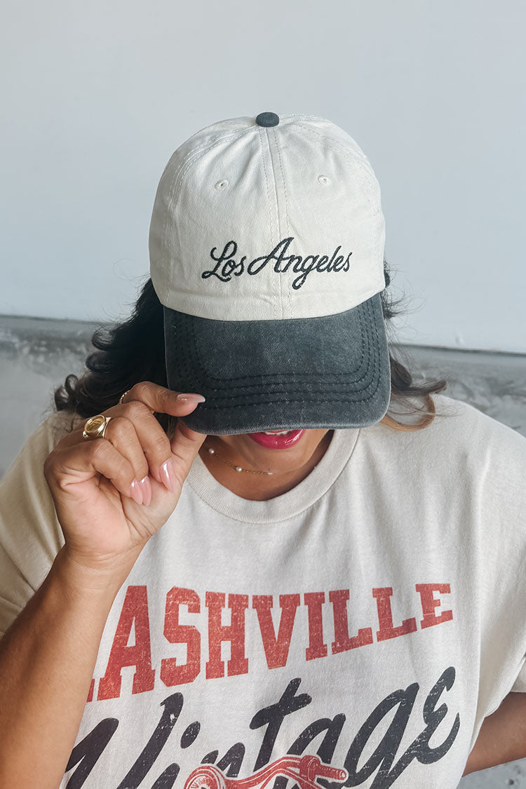 Los Angeles Embroidered Hat - Charcoal