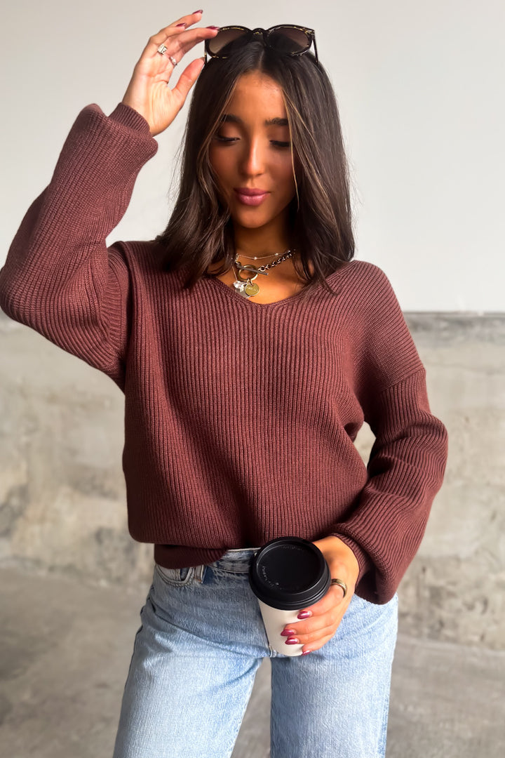 Bridget Bow Sweater - Coffee