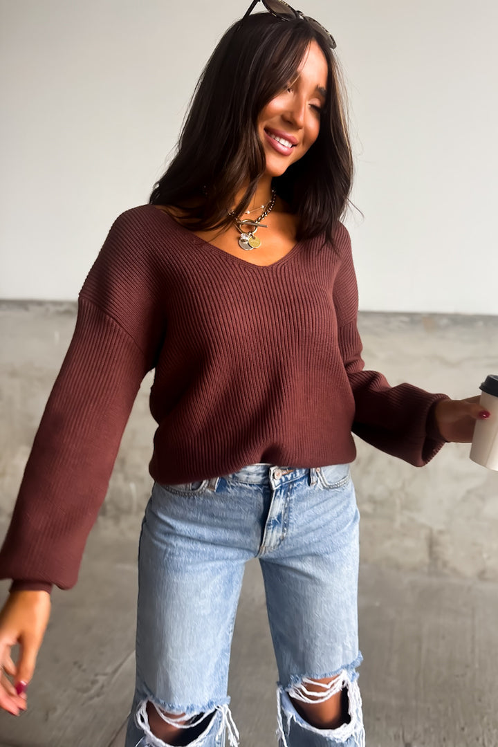 Bridget Bow Sweater - Coffee