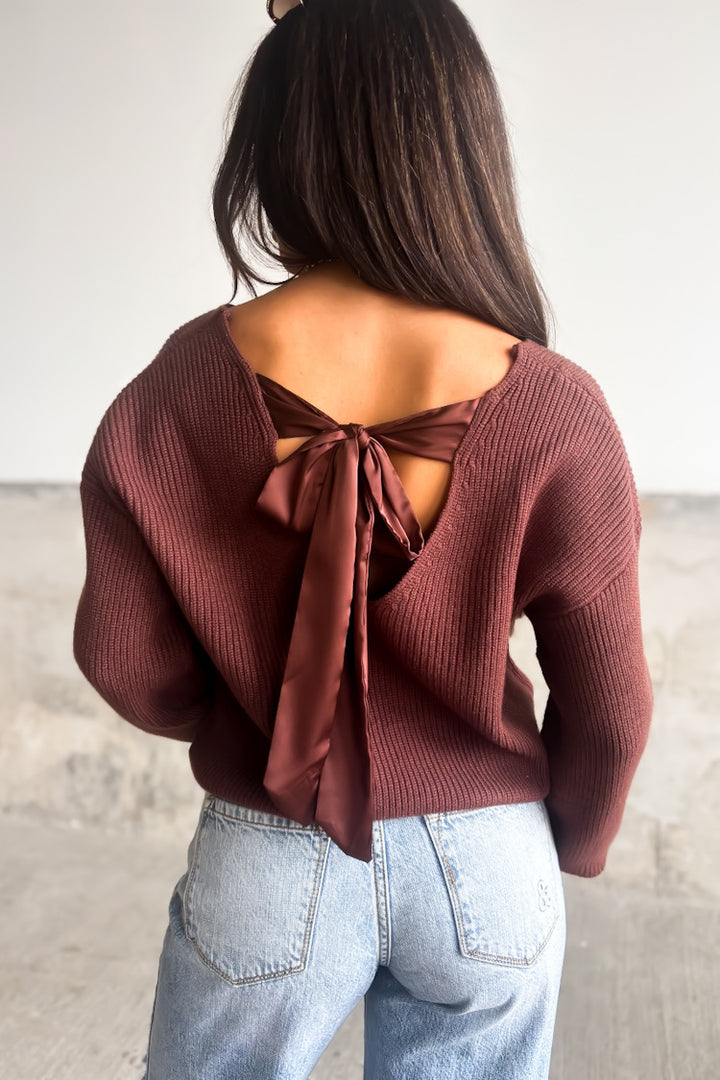 Bridget Bow Sweater - Coffee