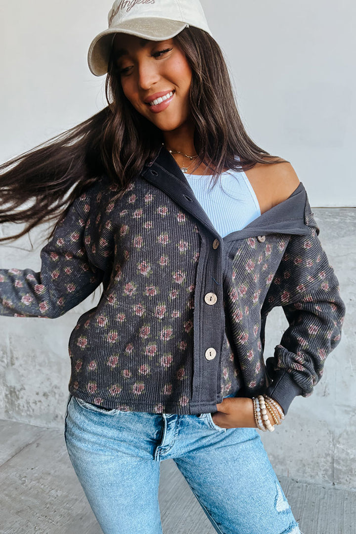 Stacey Floral Jacket - Charcoal