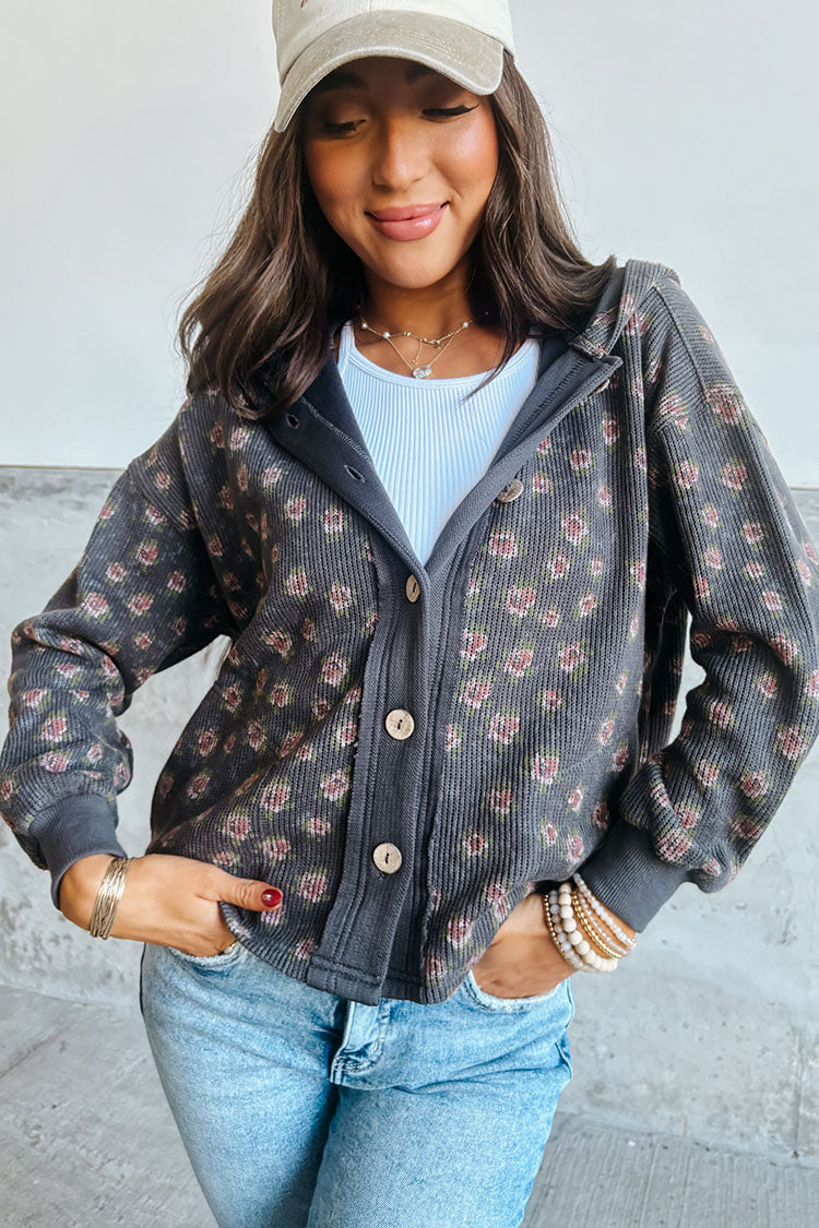 Stacey Floral Jacket - Charcoal