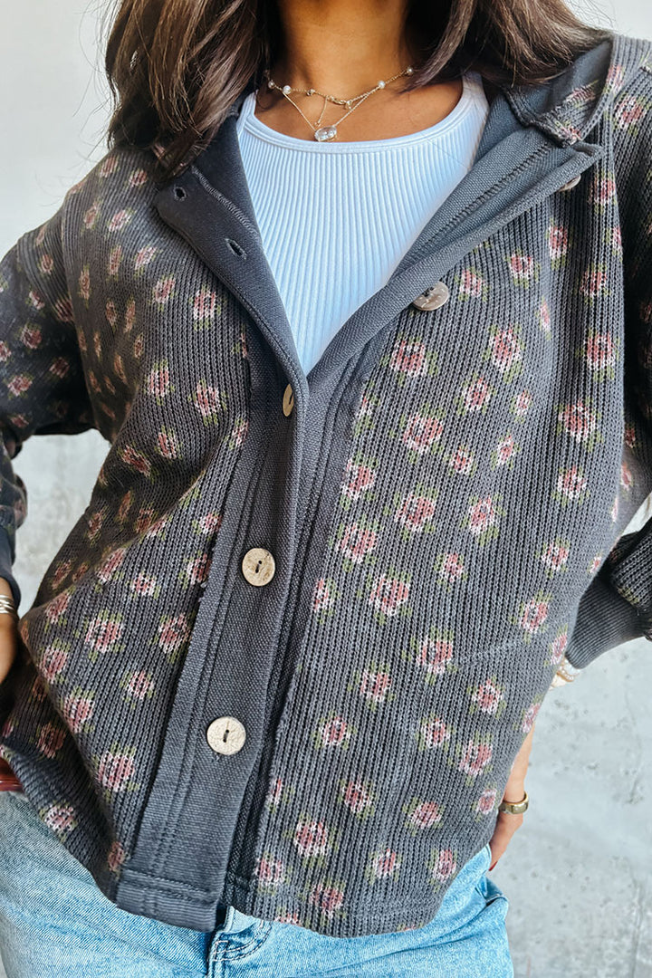 Stacey Floral Jacket - Charcoal