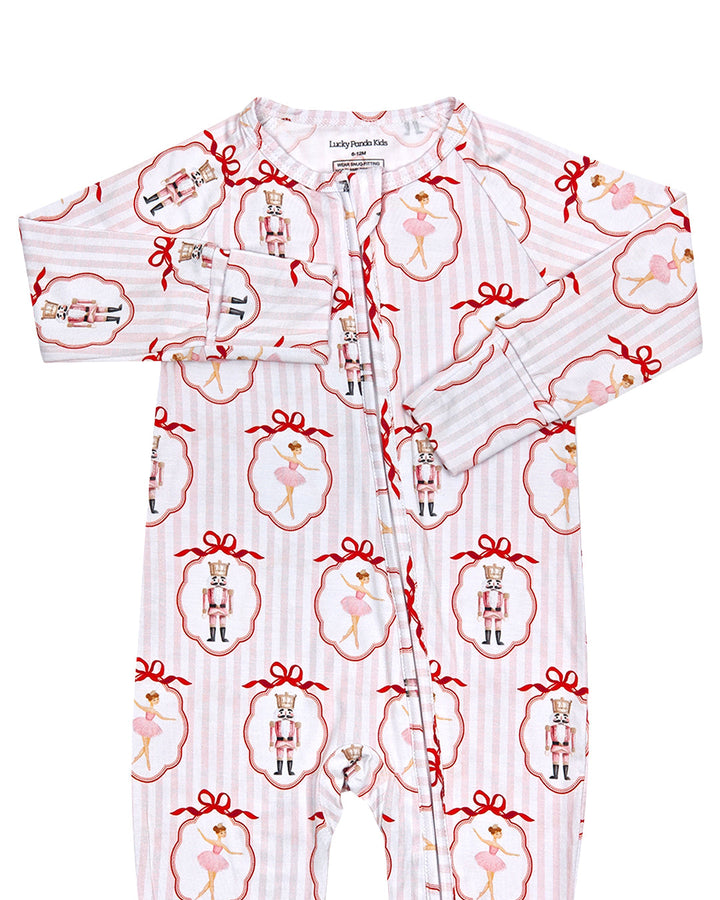 Bamboo Zip Romper | Pink Nutcracker