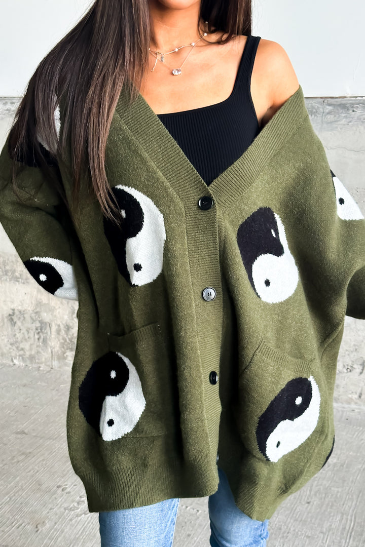 Yin Yang Cardigan - Olive