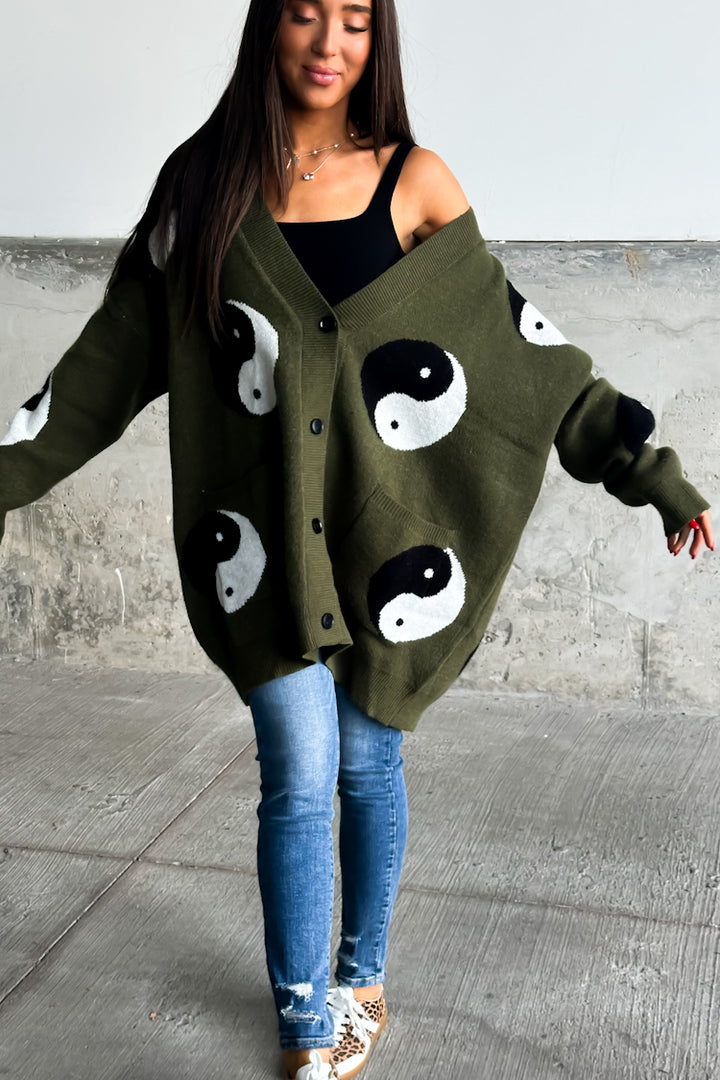 Yin Yang Cardigan - Olive