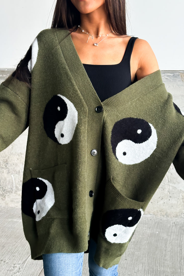 Yin Yang Cardigan - Olive