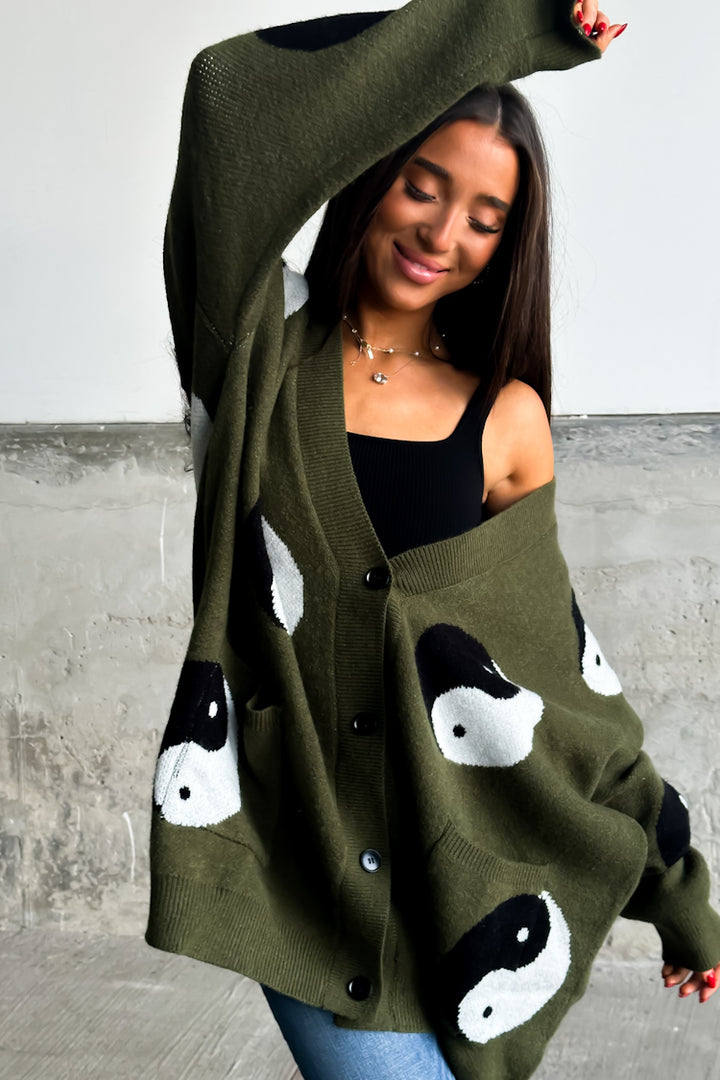 Yin Yang Cardigan - Olive