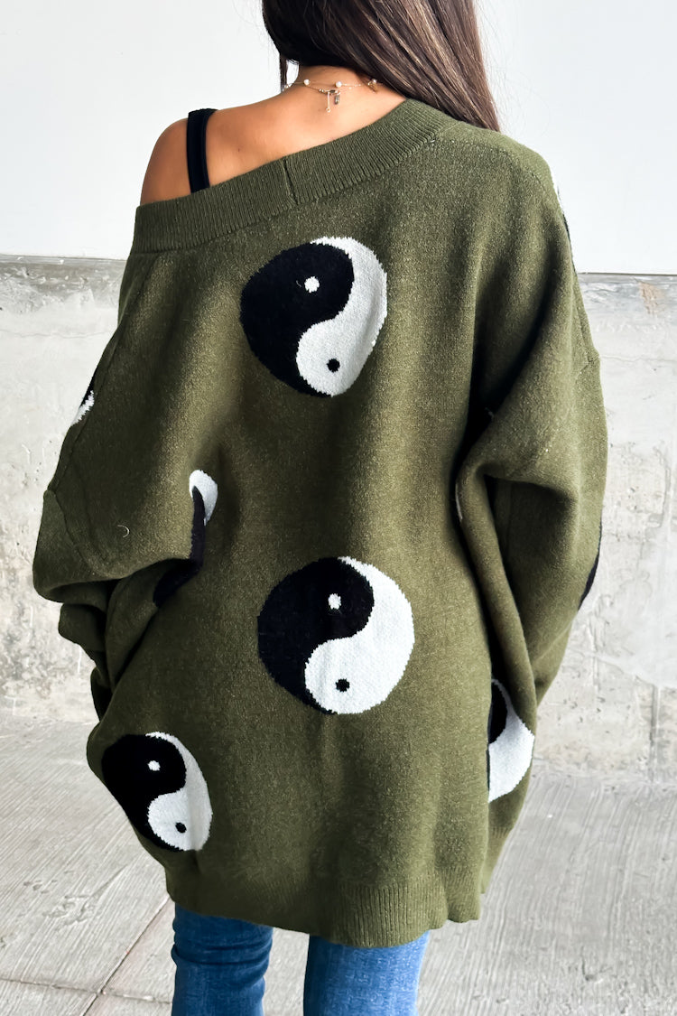 Yin Yang Cardigan - Olive