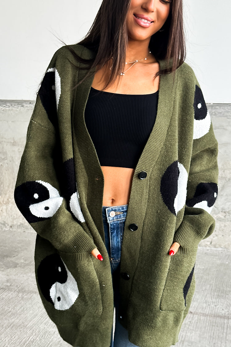 Yin Yang Cardigan - Olive