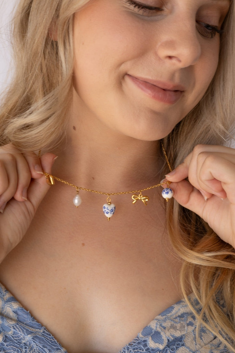 Bella Charm Necklace in Blue