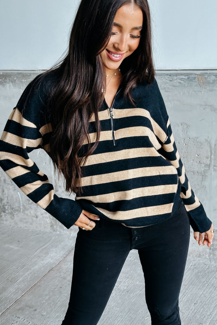 Martha Striped Sweater - Black